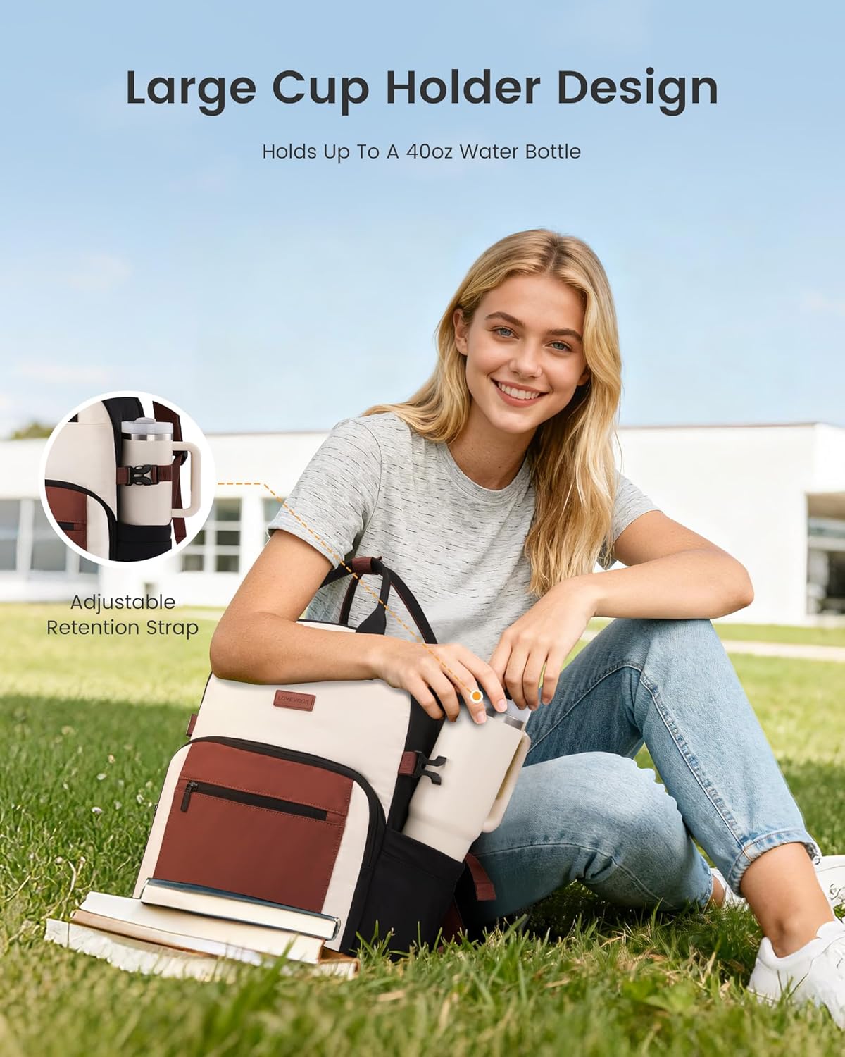 Backpack Backpack Backpack, 17Inch LOVEVOOK Laptop for Women - Stylish Work with Large Cup Holder, Waterproof College