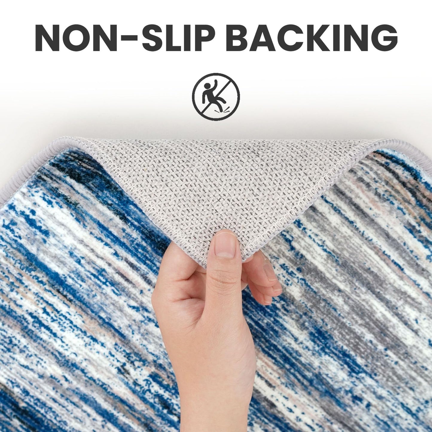 SIILOOM 5x7 Modern Abstract Area Rug for Bedroom, Navy Blue Gray Neutral Multi Large Super Soft Washable Rug with Slip-Resistant, Non-Shedding Rugs Indoor Door Mat for Home Décor