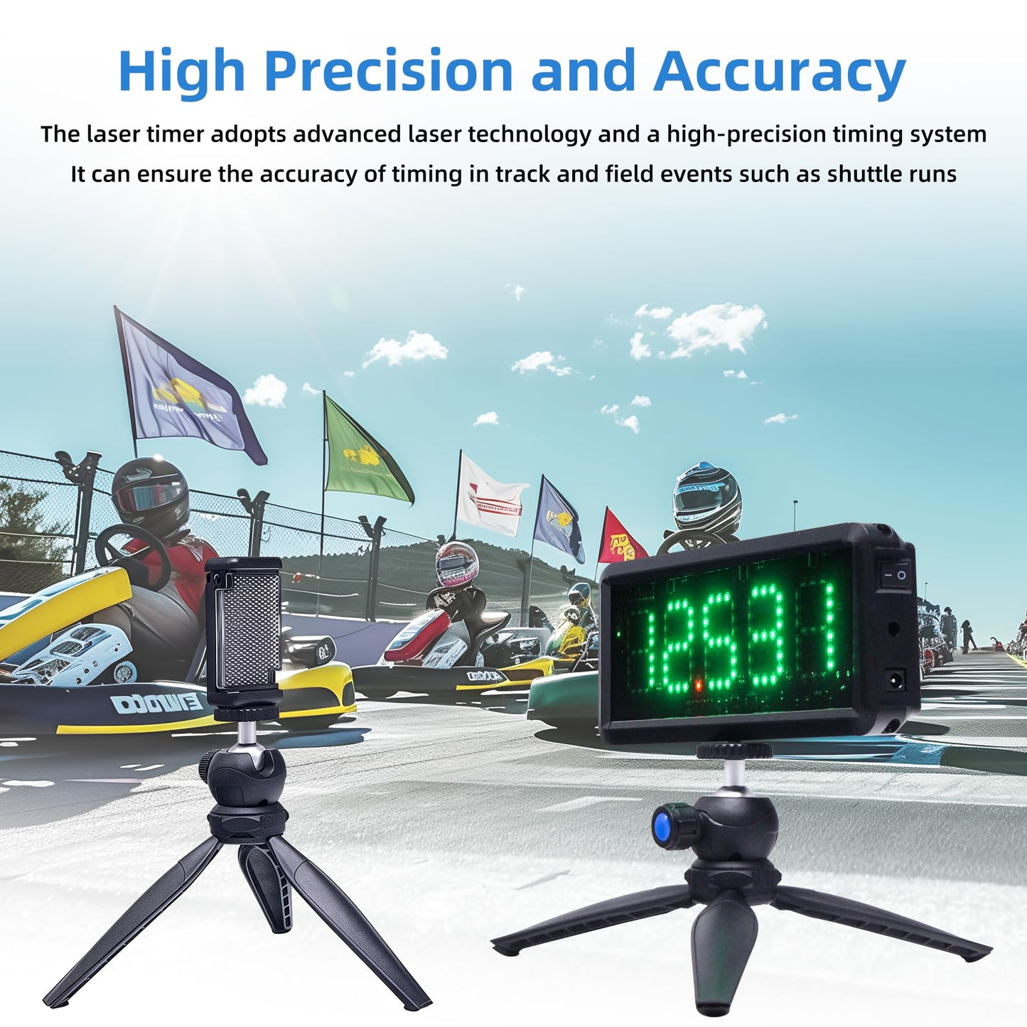 Race Laser Timer-LED Race Clock Battery Powered Stopwatch Timing Clock for Motorcycle Cycling Speed Training Short Run Race