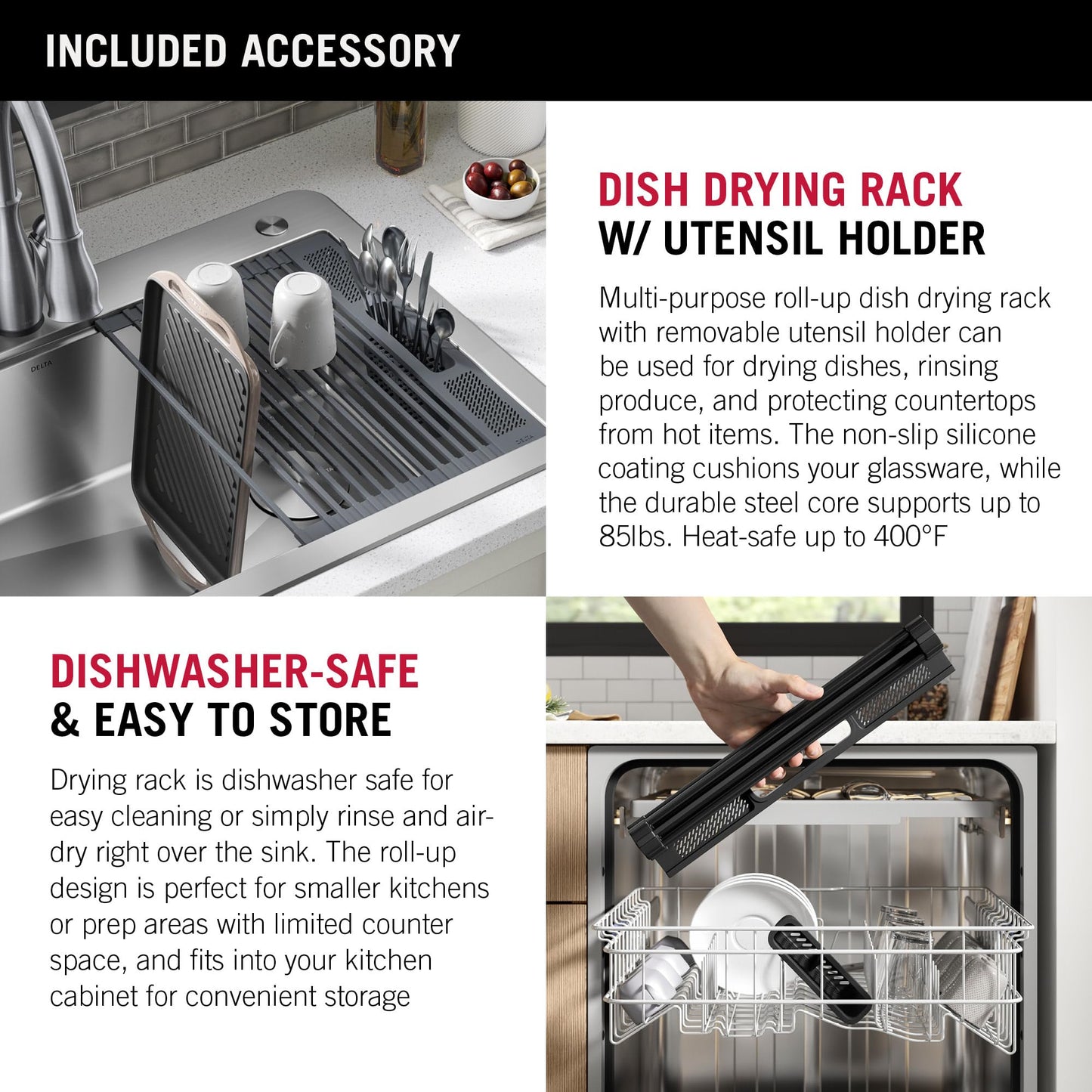 DELTA FAUCET 95A932-33S-SS Lorelai Workstation Kitchen Sink Drop-in Top Mount Stainless Steel Single Bowl with WorkFlow Ledge and Chef’s Kit of 5 Accessories
