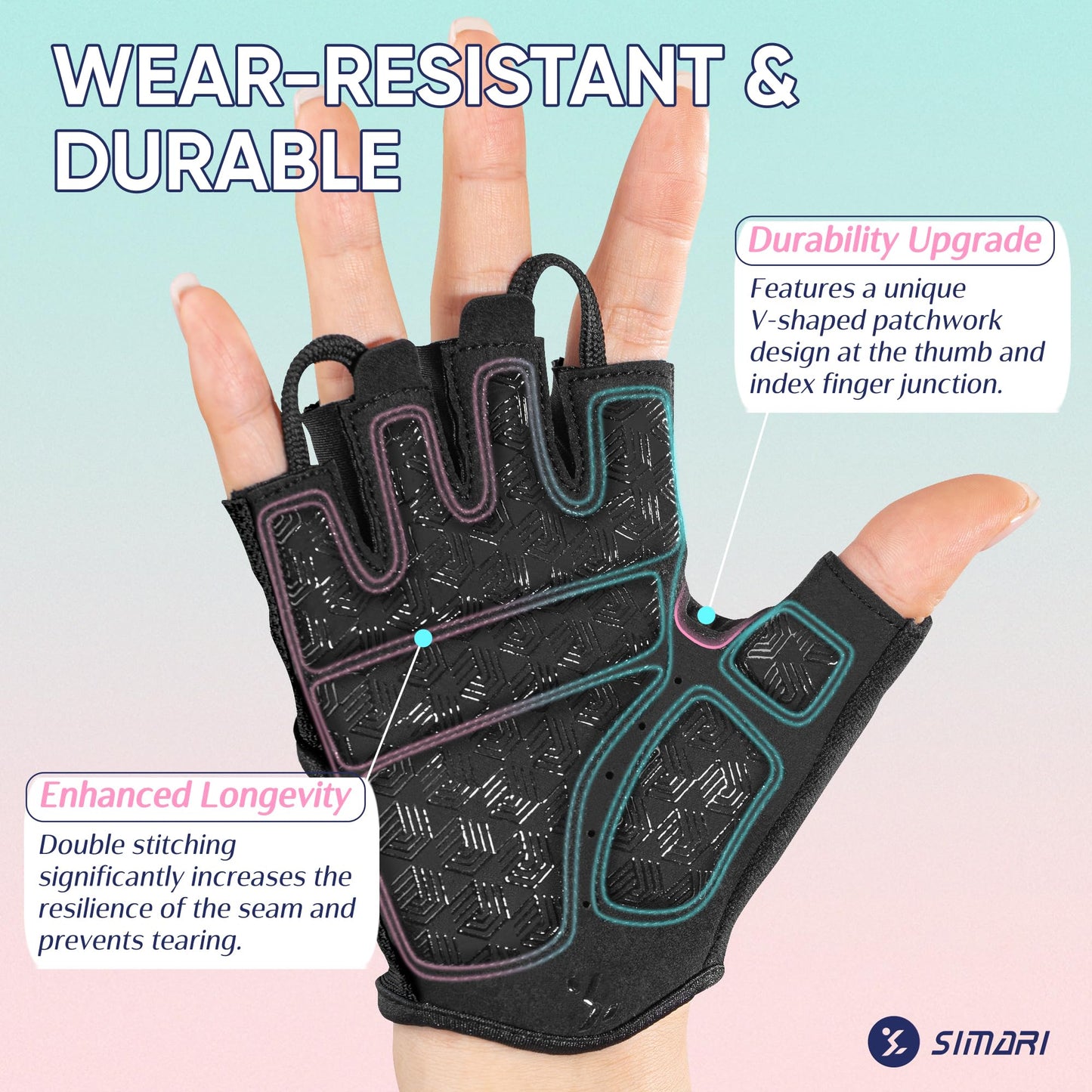 SIMARI Workout Gloves for Women Men with Full Palm Protection, Strong Grip, Cushion Impact, Breathable, Suitable for Gym Training, Kayaking, Weight Lifting, Exercise, Fitness, Cycling (Size Medium)
