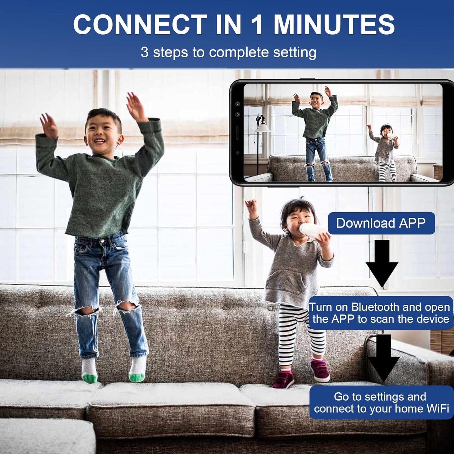 senri 3 Pack 1080P Mini Security Camera, HD WiFi Home Indoor Outdoor Camera for Baby/Pet/Nanny, IP Camera Remote