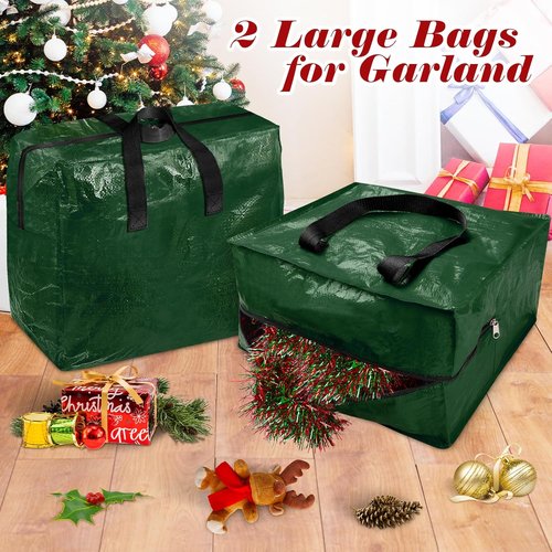 BlessedSeason Christmas Tree Storage Bag - Waterproof 7.5 Ft Design with 2 Tinsel Garland Bags, Reinforced Handles