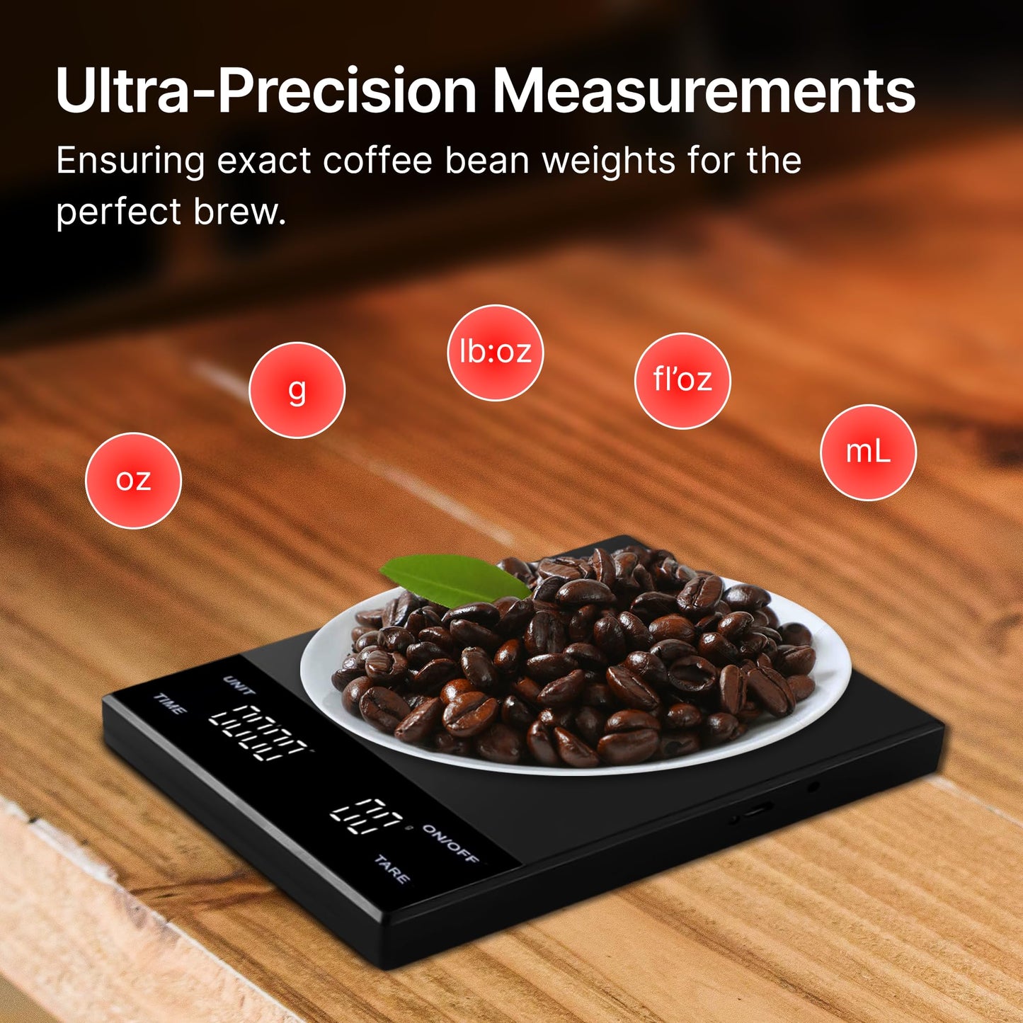 ZAKTAB Coffee Scale with Timer - High Precision Gram Scale, 3KG Capacity, 0.1g Division, Touch Button, Heat Resistant, Timer Function, Zero/Tare, Overload & Low Power Indicator, Auto Off