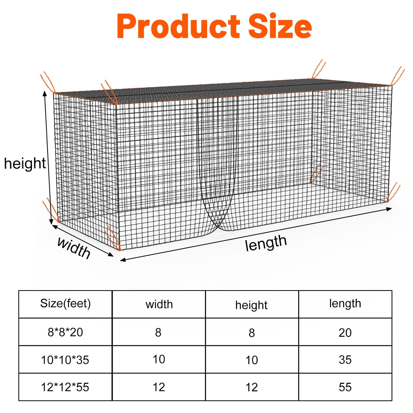 Batting Cage Net, 10x10x35 ft Heavy Duty Enclosed Batting Net With Door, Only Net, No Poles and Frame, Professional Softball Baseball Nets for Batting and Pitching, Batting Cages for Backyard