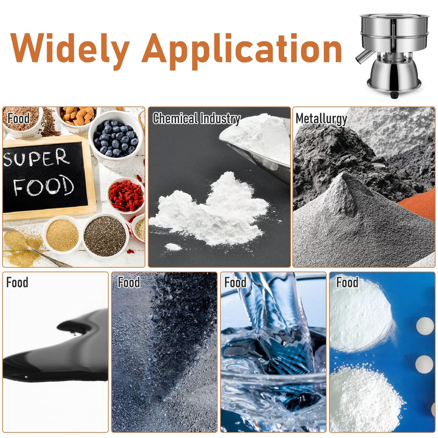 Automatic Sieve Shaker Machine, 110V Stainless Steel Vibrating Sifter with 40 & 60 Mesh Screens for Flour & Powders