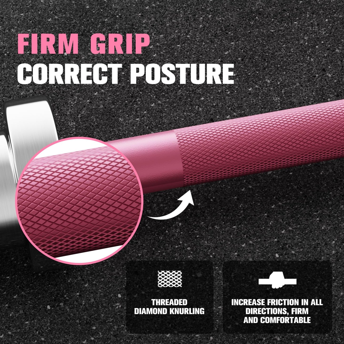 RITFIT Olympic Barbell 4ft/6ft - 2 Inch Weight Bar for Strength Training, Weightlifting, Squat, Deadlift, Bench Press, Curl, Overhead Press - 350lbs/500lbs Capacity 4FT Pink
