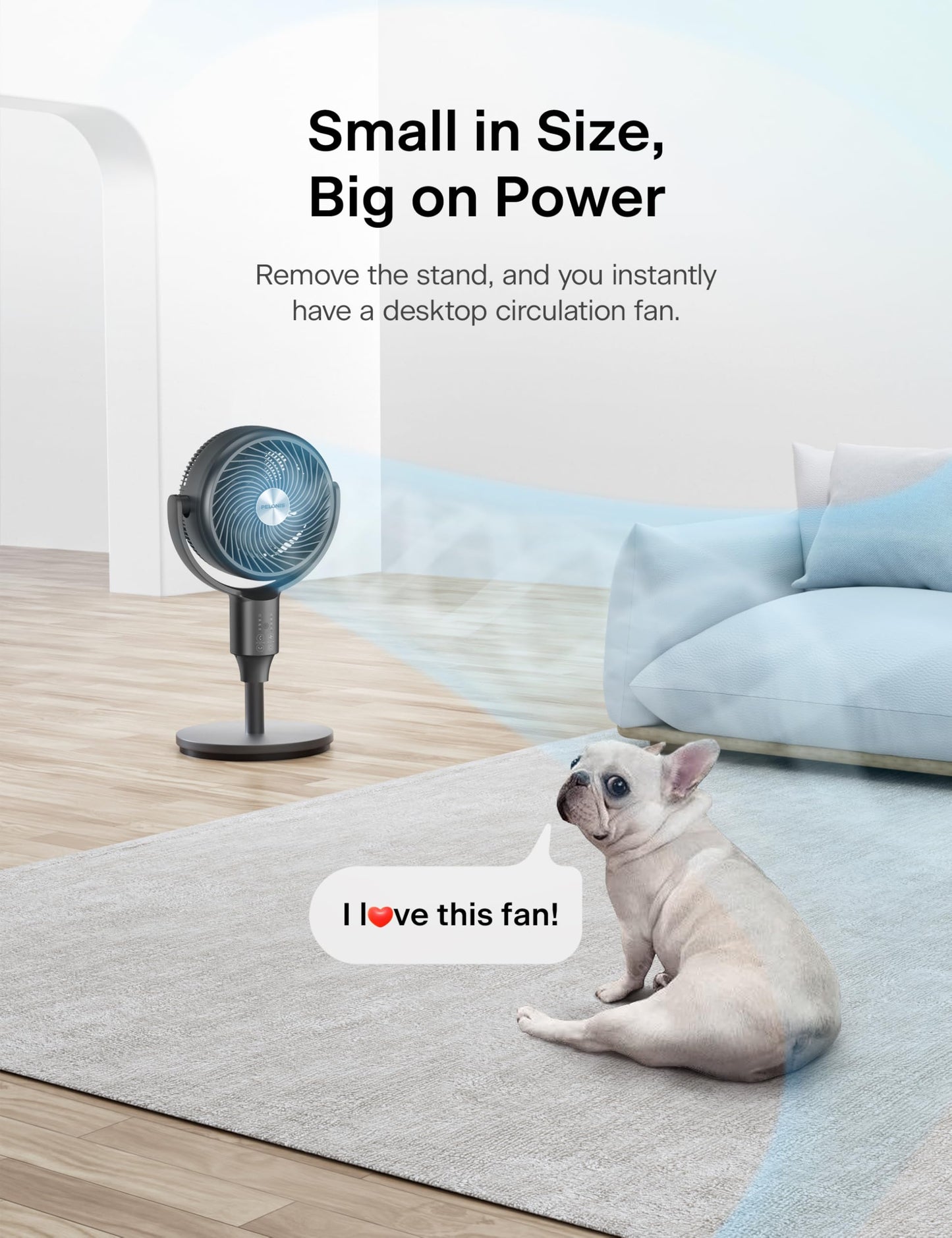 PELONIS Pedestal Fan, Air Circulator, Ultra OmniFlow (135°+90°Auto Oscillation), Quiet Floor Fan with 3 Speeds, Remote, 7H Timer, Memory Function, Adjustable Height, Standing Fan for Bedroom