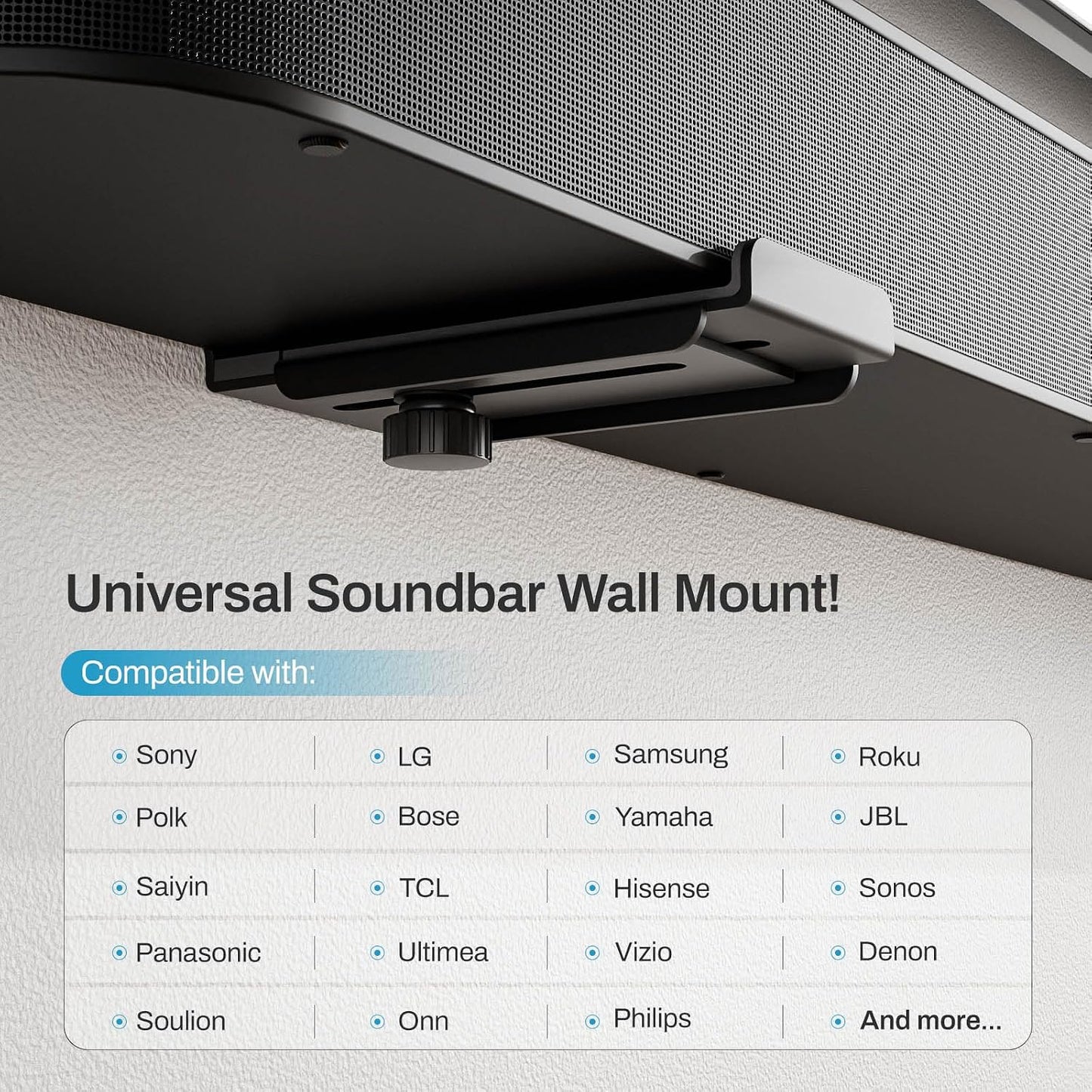 AONAYIOA 4.1"-6.3",Hold 40 lbs Soundbar Wall Mount Bracket with Anti-Scratch Foam Pads for Samsung, LG, Sony, Vizio
