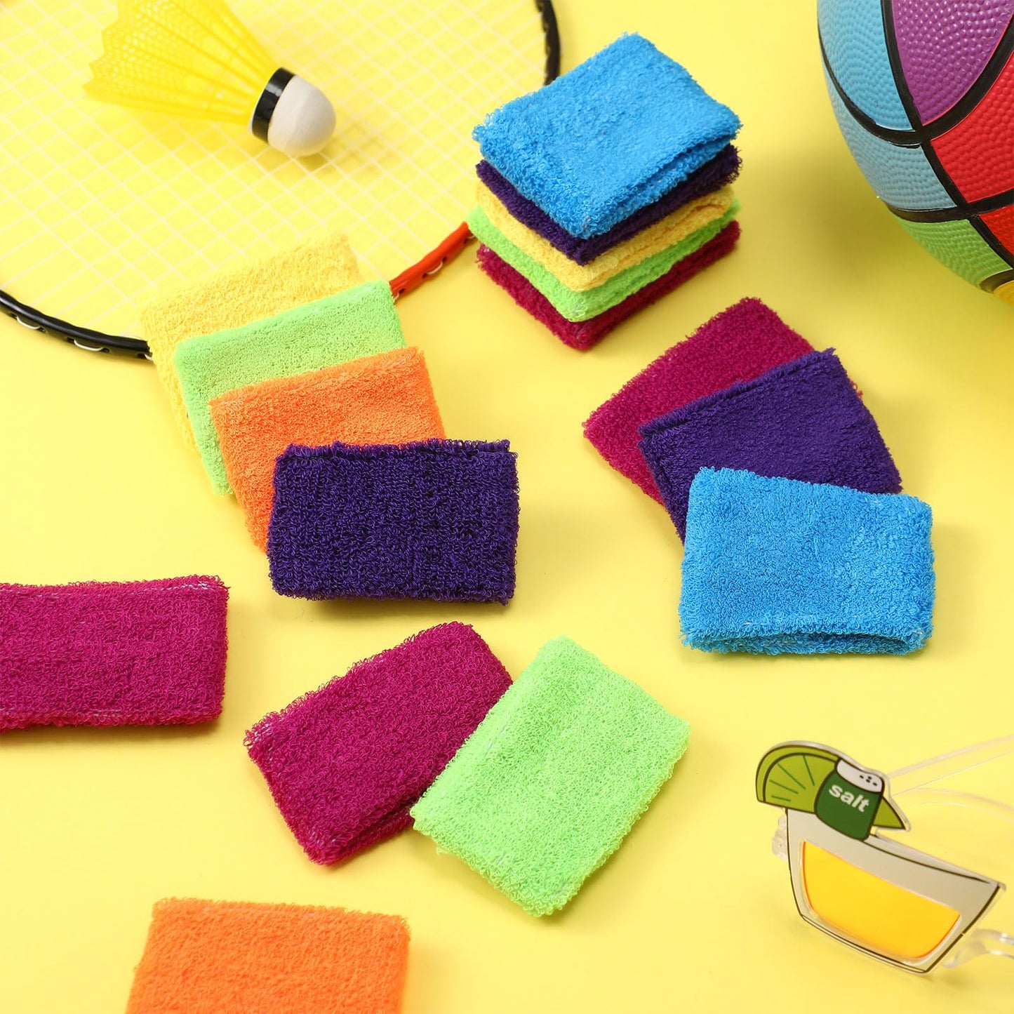 Lounsweer 72 Pcs Sweatbands for Kids Summer Camps, Sports Teams, Gym and Party Favors (Colorful)