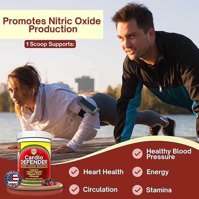 Nitric Oxide Booster Powder ??L-Arginine 5,200mg + L-Citrulline 1,200mg ??Heart Health Drink Mix - Heart Health, Blood Flow, Energy, Endurance - L-Arginine Powder with Berry Flavor