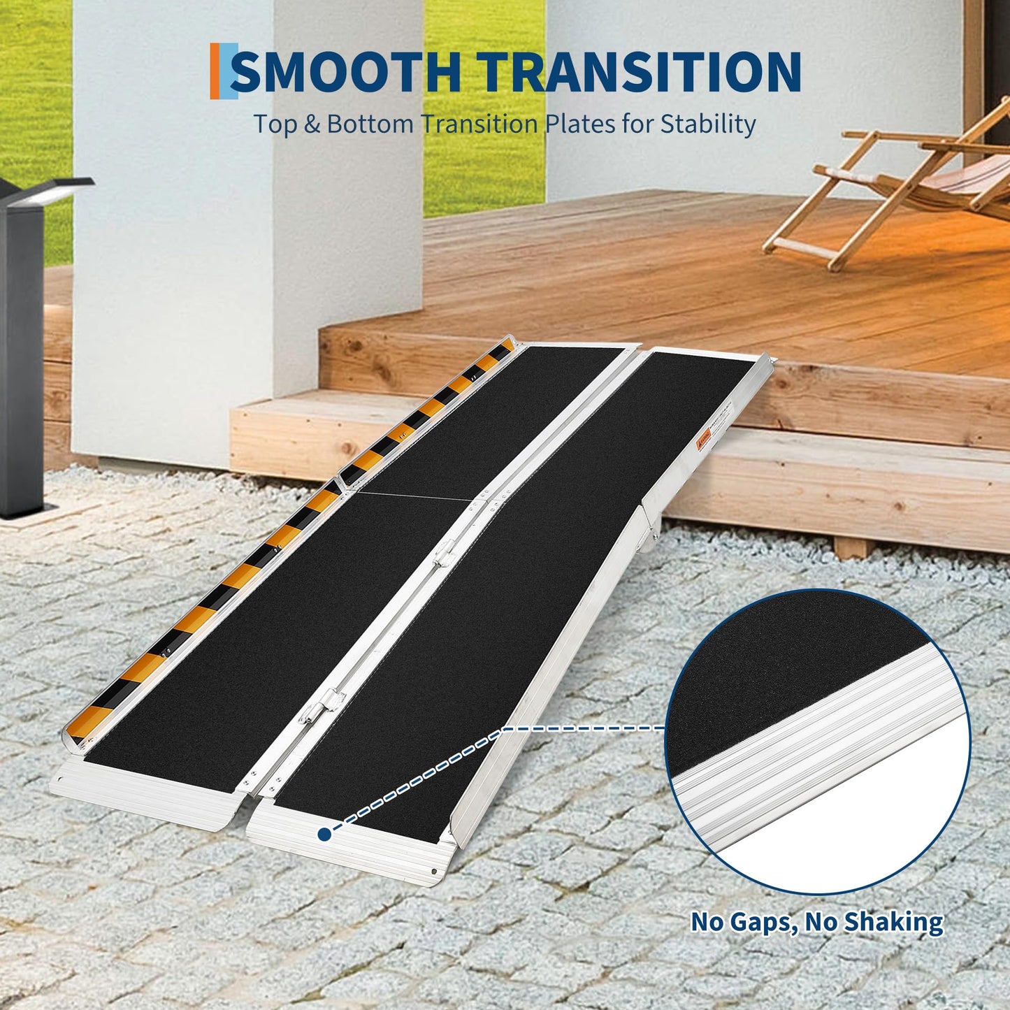Aluminum Portable Wheelchair Ramp Folding Ramp w/Non-Slip Surface, Threshold for Home Steps, Scooter for Car, Doorways, Curbs & Stairs, 600 Lbs Capacity
