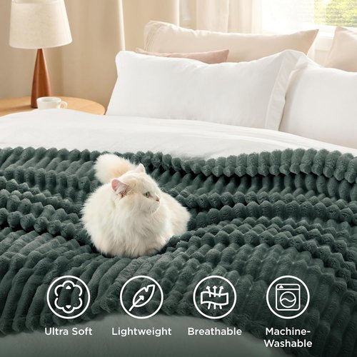 Bedsure GentleSoft Fleece Blanket - Cozy Mallard Green Throw for Couch, 50x60 Inches