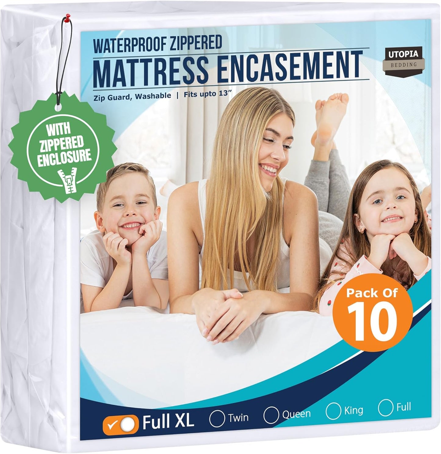 Utopia Bedding Waterproof Mattress Protector - Full XL Size, Zippered Bed Bug & Dust Mite Proof Cover