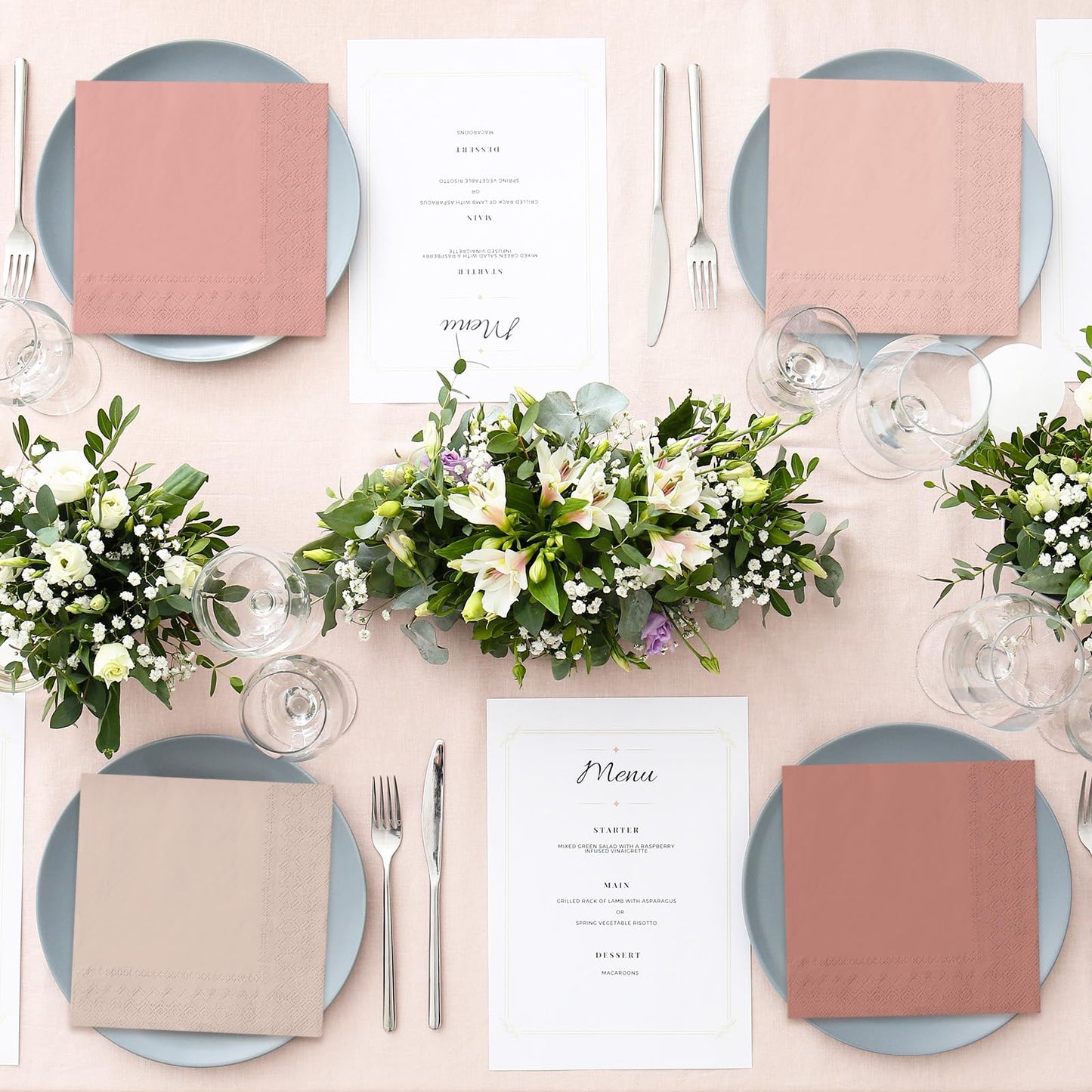 Whaline 120Pcs Dusty Pink Cocktail Napkin 6 Gradient Color Paper Napkins Pink Nude Milky White Disposable Dinner Napkins for Mother's Day Wedding Baby Shower Supplies