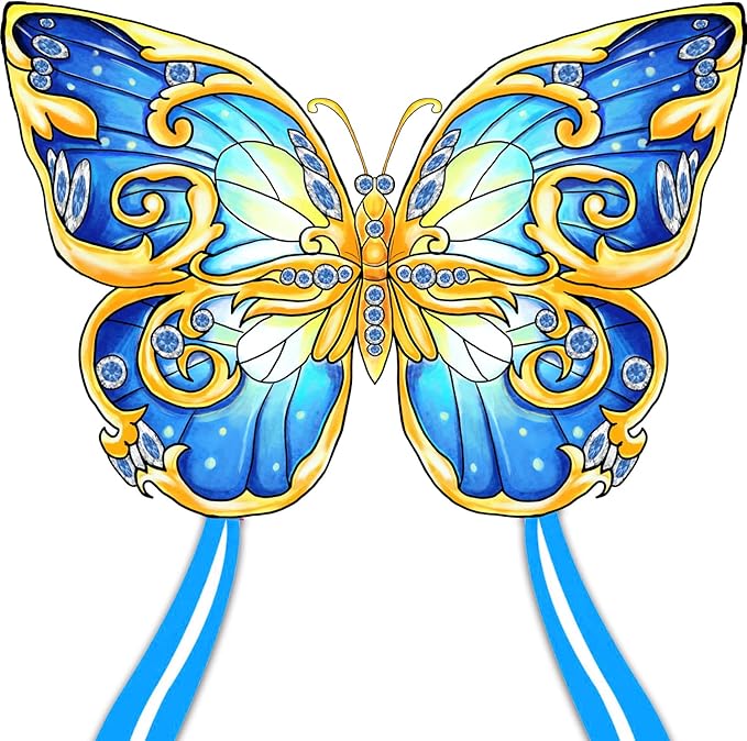 Xida Butterfly Kite for Kids & Adults, Easy to Fly, Ages 4-8, Large Kite with 300ft Handle, Perfect for Beach Trips