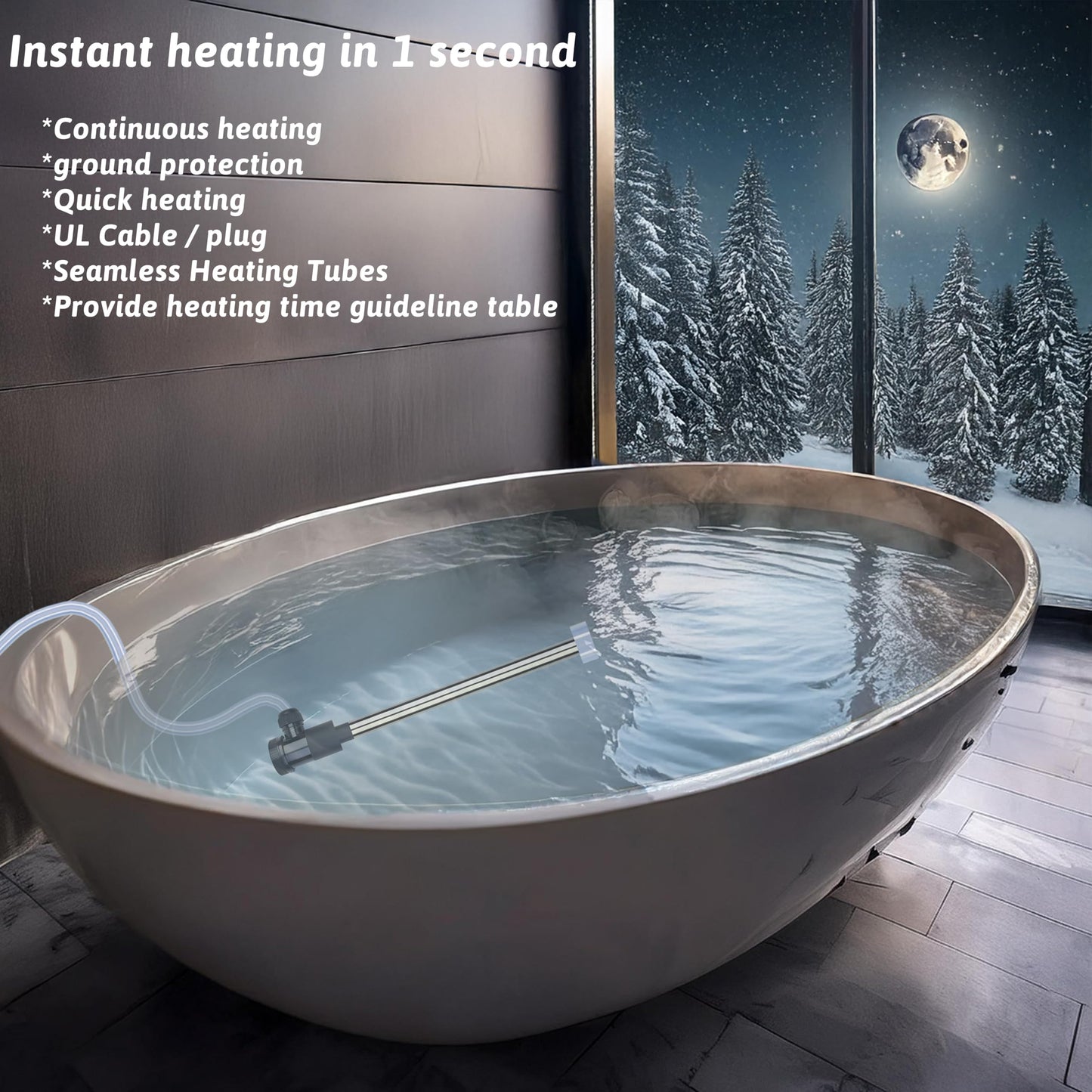 XCLBTFDC 2000W Immersion Water Heater Portable Electric Hot Tub and Pool Submersible Water Heater with WiFi Timer and Auto Shut Off for Spa, above ground pool, Bathtub, Swimming pool and Baptistry