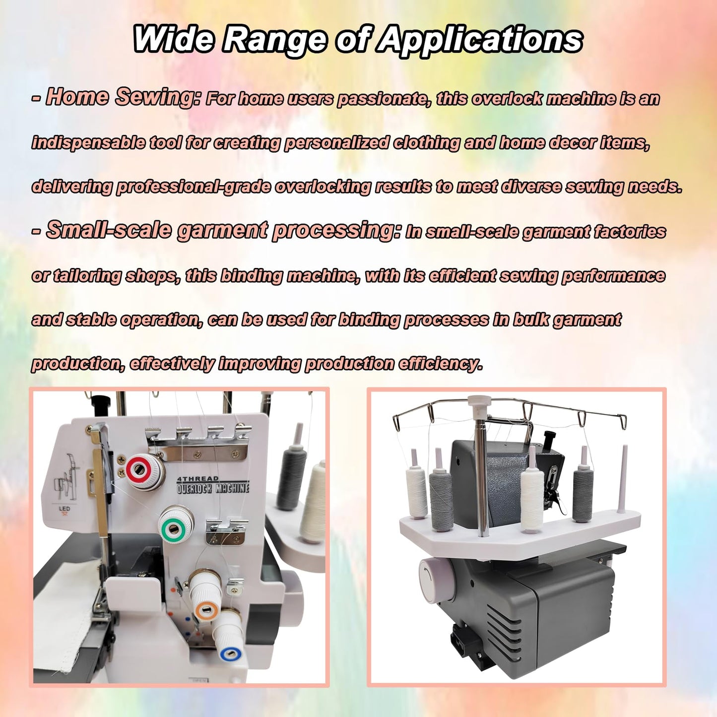 INTBUYING Serger Overlock Machine, Serger & Overlock Machine with Heavy-Duty Metal Frame, Twin-needle 3/4 Thread Overlock Machine 110V, for Sergering Overlocking Professional & Home Use