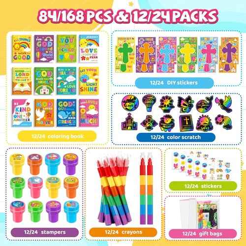 BenLouis Bible Coloring Set - Christian Inspirational Verses for Kids | 24-Pack Party Favors