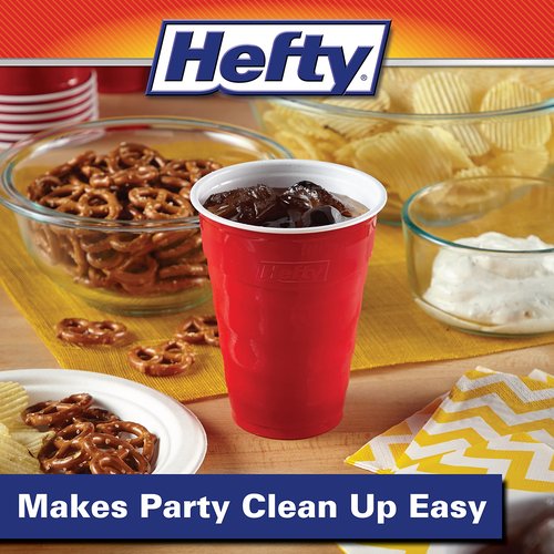 Hefty Disposable Plastic Cups, Red, 9 Ounce, 50 Count (Pack of 12), 600 Total