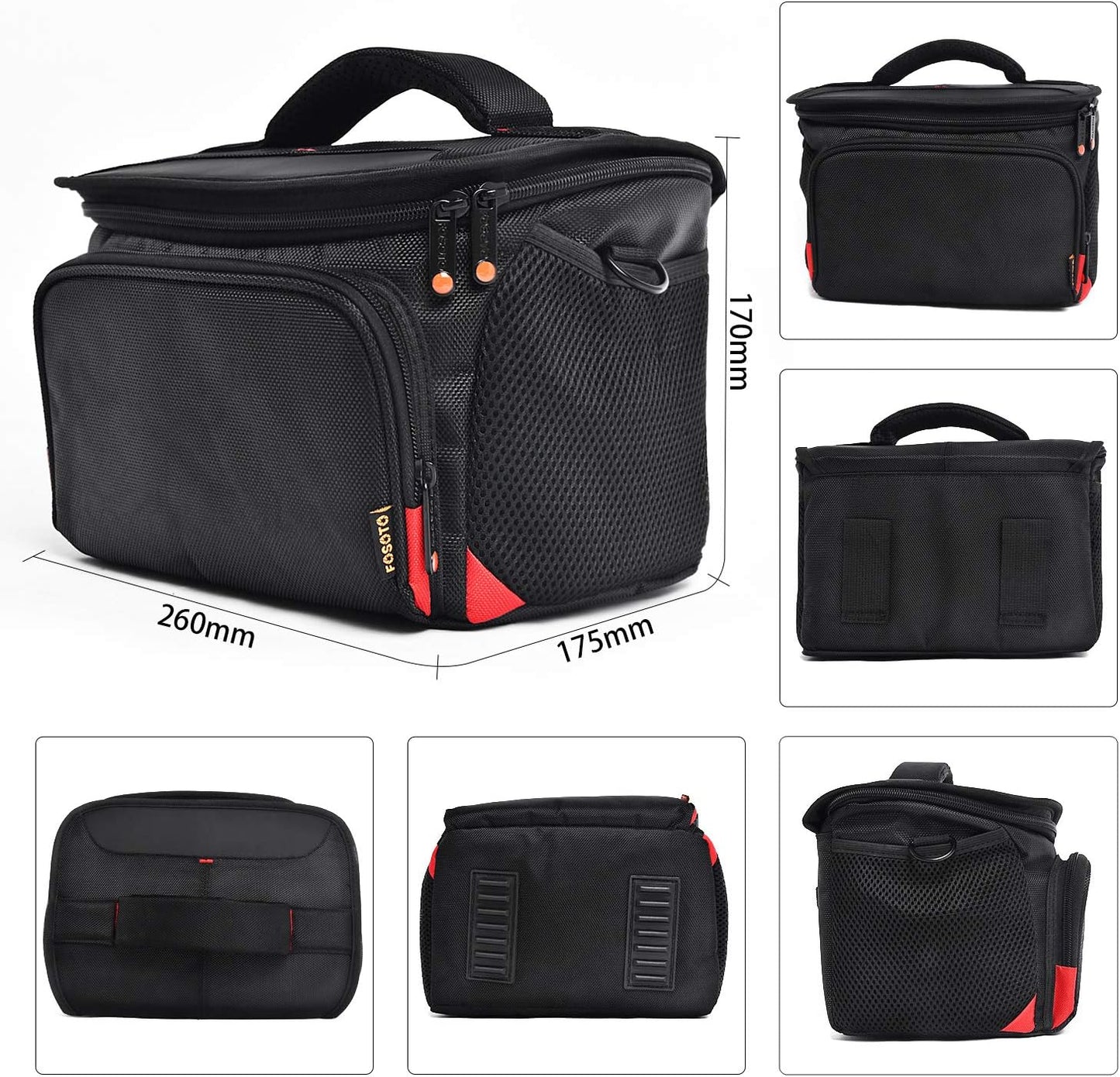 FOSOTO T5i T6 T7i 5D 6D, D3400 D5600 D7200 D750 D610, A99 Shockproof DSLR Camera Shoulder Bag Case Compatible for Canon