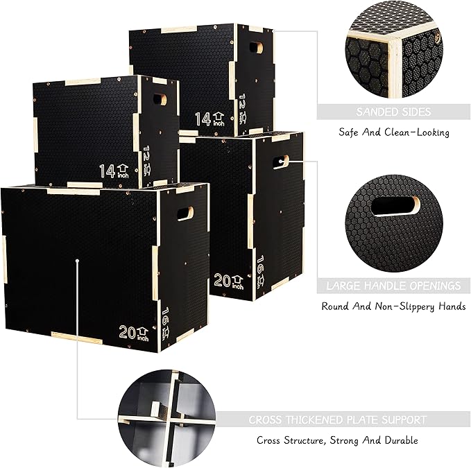 Plyo Box, 3-in-1 Foam Plyometric Jump Box, Box Jump for for Home Gym Training Fitness Workout Exercise, Multiple Colors