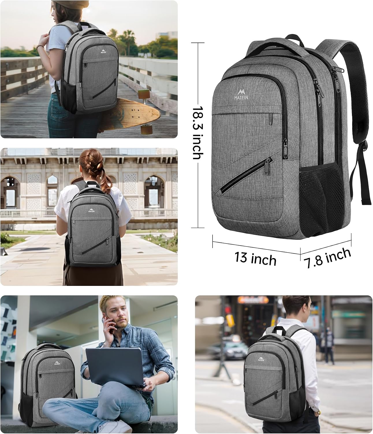 Backpack, 17 Inch Backpack, MATEIN Travel Laptop Work TSA Approved Carry on Large Computer Business Bag for Men Women