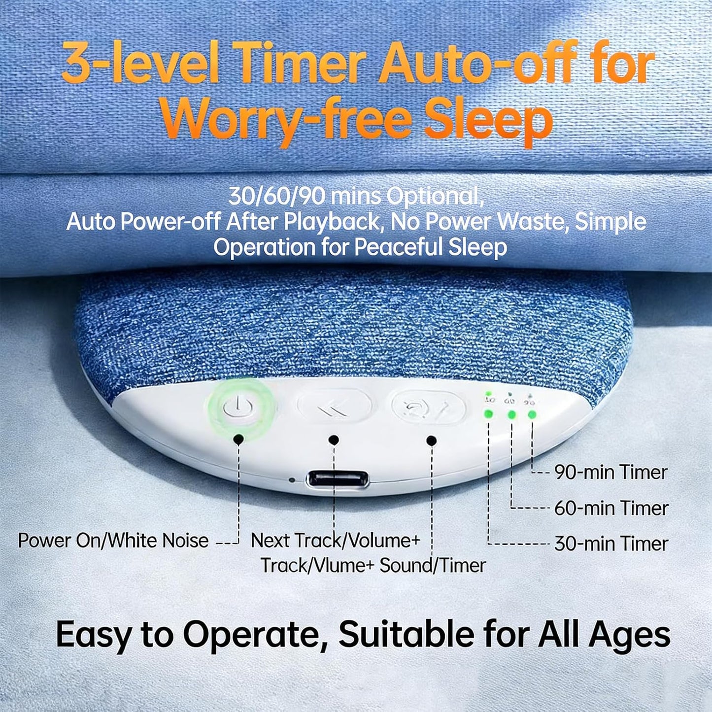 Generic Bluetooth Pillow Speaker for Sleeping with White Noise Timer & Ultra Thin Mini Design Under Pillow Speaker