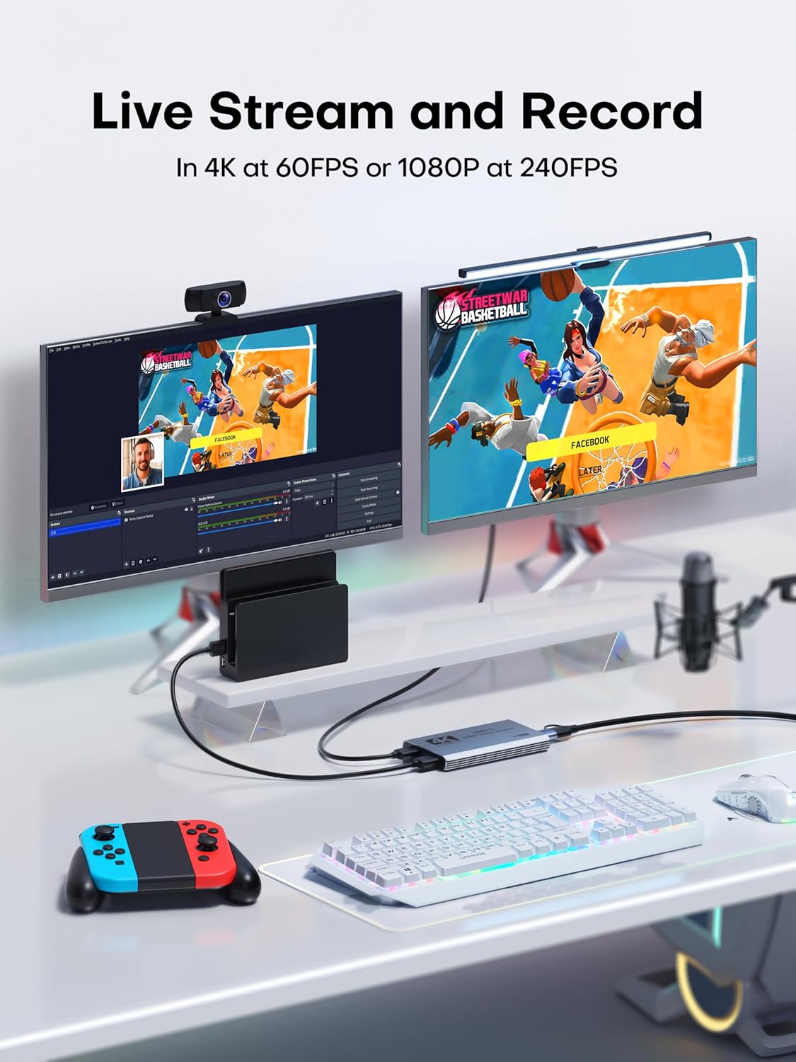 XIIXMASK 3.0 4K 4K 60FPS/1080P 240FPS PS5/Camera/PC/Streaming Video Capture Card, USB Capture Card HDMI Loop-Out, Video