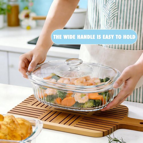 Clear Glass Baking Dishes by [Brand Name] - Casserole Dishes with Lids | 1.9 Qt & 3 Qt Set for Oven Cooking