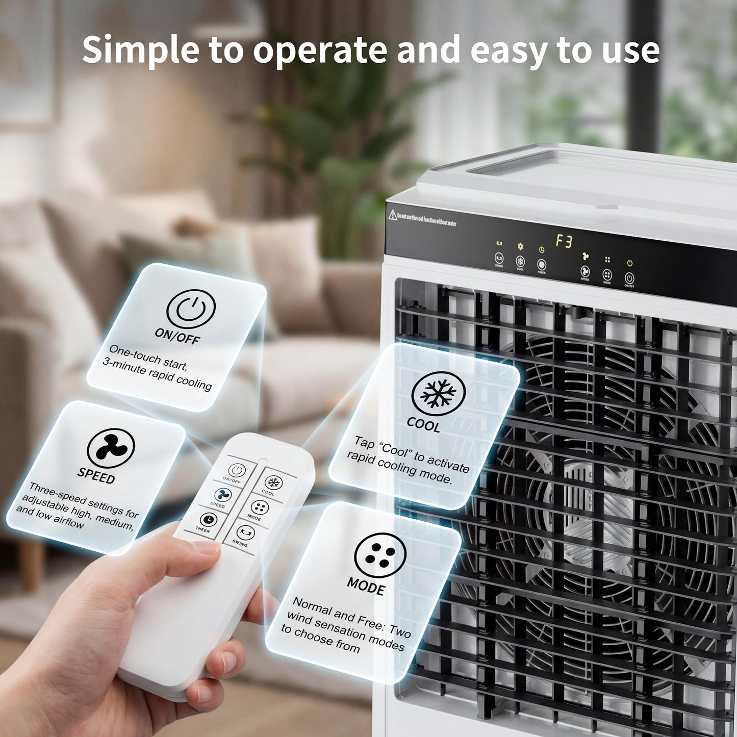 AKIRES 45" Large Swamp Cooler,5100 CFM Evaporative Air Cooler,16.5 Gal Water Tank Portable Air Cooler,120°Oscillation with Remote Control,12H Timer,3 Modes & Wind Speeds for Outdoor Indoor Use,Black
