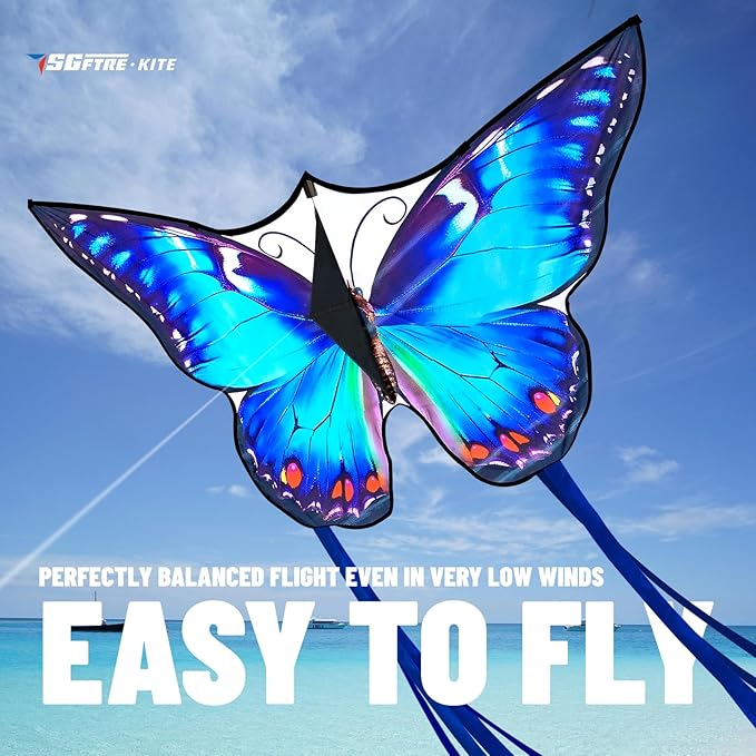 Beautiful Butterfly Kites for Boys and Girls,Large Easy to Flyer with String and Handle,Beach Kite for Family Outdoor Activities(Moonlight Butterfly)
