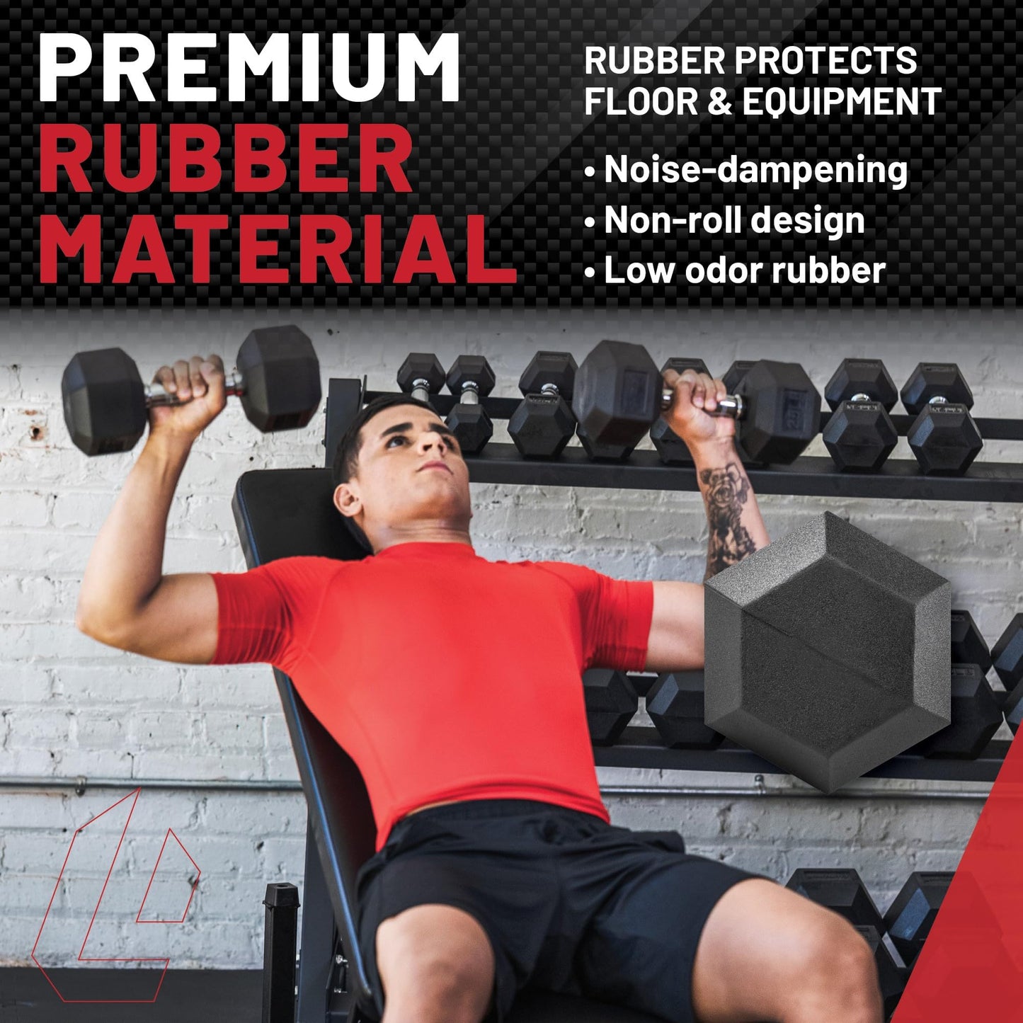 Lifeline Hex Dumbbells – Premium Quality, Low Odor, and Ergonomic Knurled Handle, 70 lb
