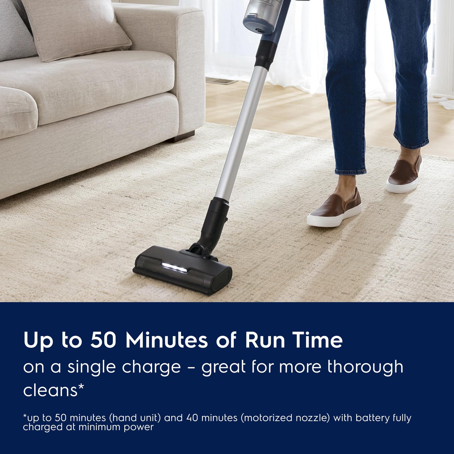 Electrolux Ultimate600 Cordless Stick Vacuum with PowerPro Bristle Nozzle and Larger Dust Bin Capacity, 50-Minute Run Time, 3 Power Modes, Denim Blue