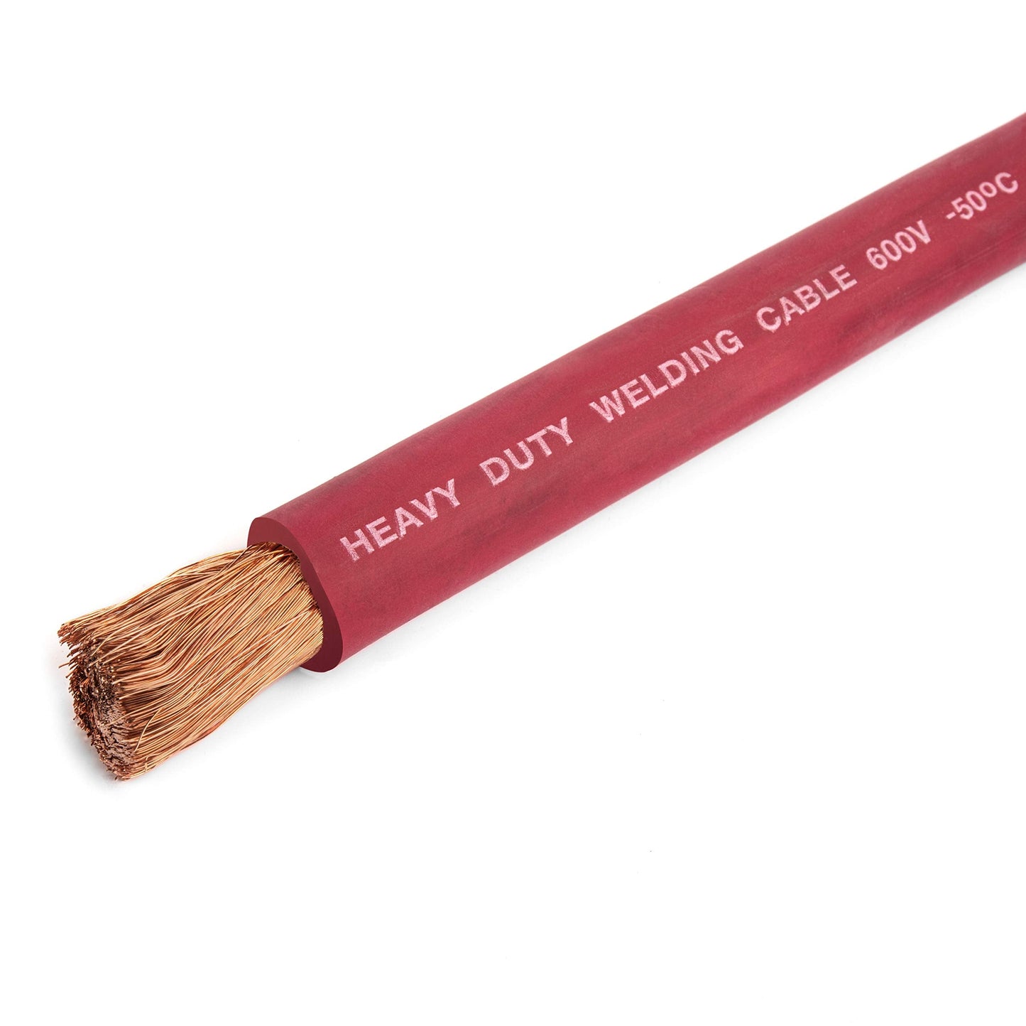 EWCS 1/0 Gauge Premium Extra Flexible Welding Cable 600 Volt - Red - 50 Feet - Made in the USA