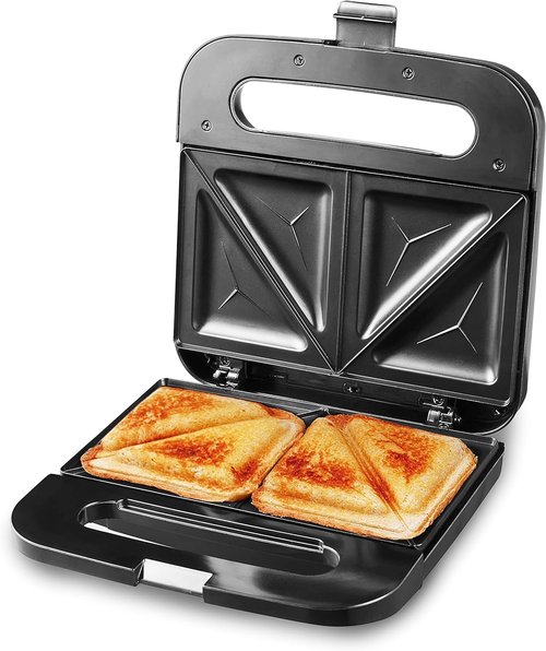 Elite Gourmet Sandwich Panini Maker - Non-Stick Grilled Cheese & Omelets, 2 Slice, 750 Watts, Stainless Steel