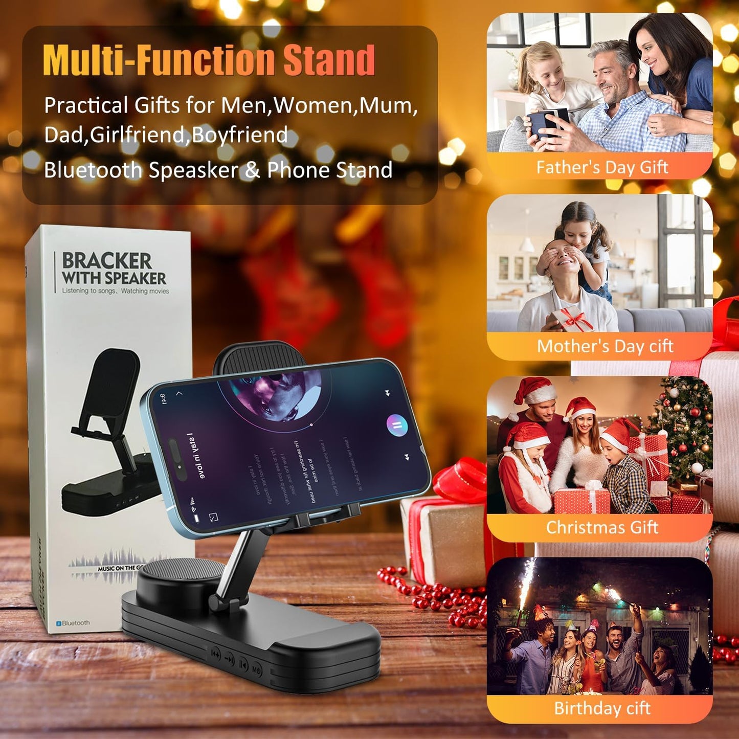 LBSC Wireless Bluetooth Speaker with Phone Stand, Cool Gadgets for Men, Birthday Gifts for Teen Boys, Portable Mobile