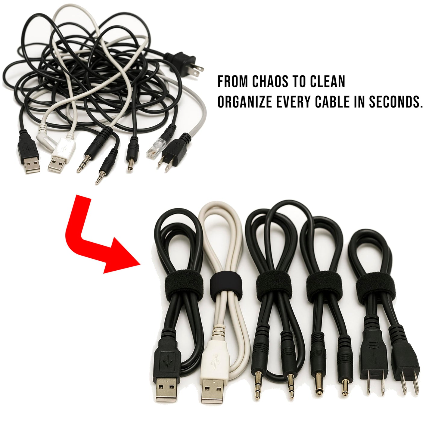 130 PCS 6 Inch Reusable Cable Ties Adjustable Cord Straps, Hook & Loop Wire Organizer for Home, Office & Electronics Cable Management