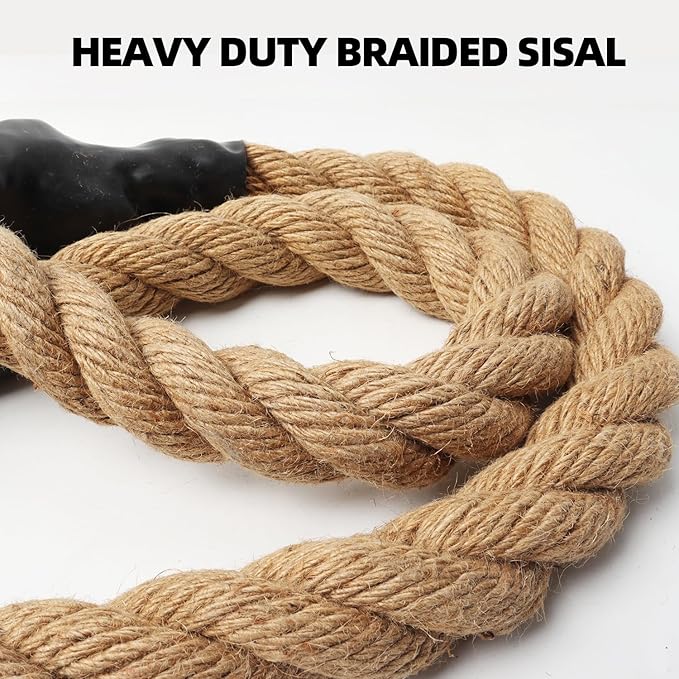GSE Games & Sports Expert Gym Sisal Climbing Rope, Heavy Workout Rope for Indoor/Outdoor Workouts, Great for Climbing Exercises, Strength Training - 6,10,15,20,25,30,40,50 Feet Lengths Available