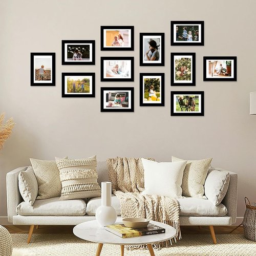 JCJMY 18-Pack 4x6 Picture Frames - Elegant Black Gallery Wall Decor for Tabletop & Hanging