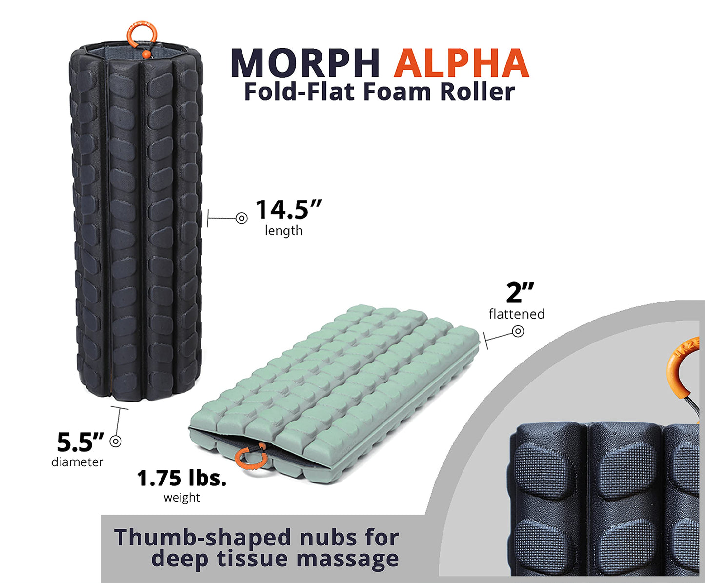 Brazyn Morph Foam Roller: Collapsible Travel Foam Roller for Back Pain Relief, Workout Muscle Recovery, Back Massager, Deep Tissue Leg Massage, Back Cracker (Sage, Deep Tissue)