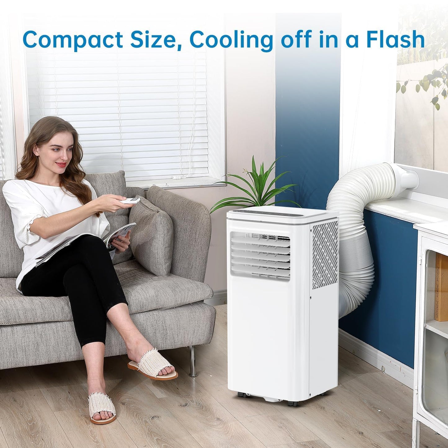 Portable Air Conditioners, Air Conditioners 10,000 BTU 4-in-1 Quiet AC Unit with Cool, Fan, Dehumidifier, Sleep Modes, Standing AC Unit Cools Room up to 450 Sq.Ft, Exhaust Hose & Window Kit