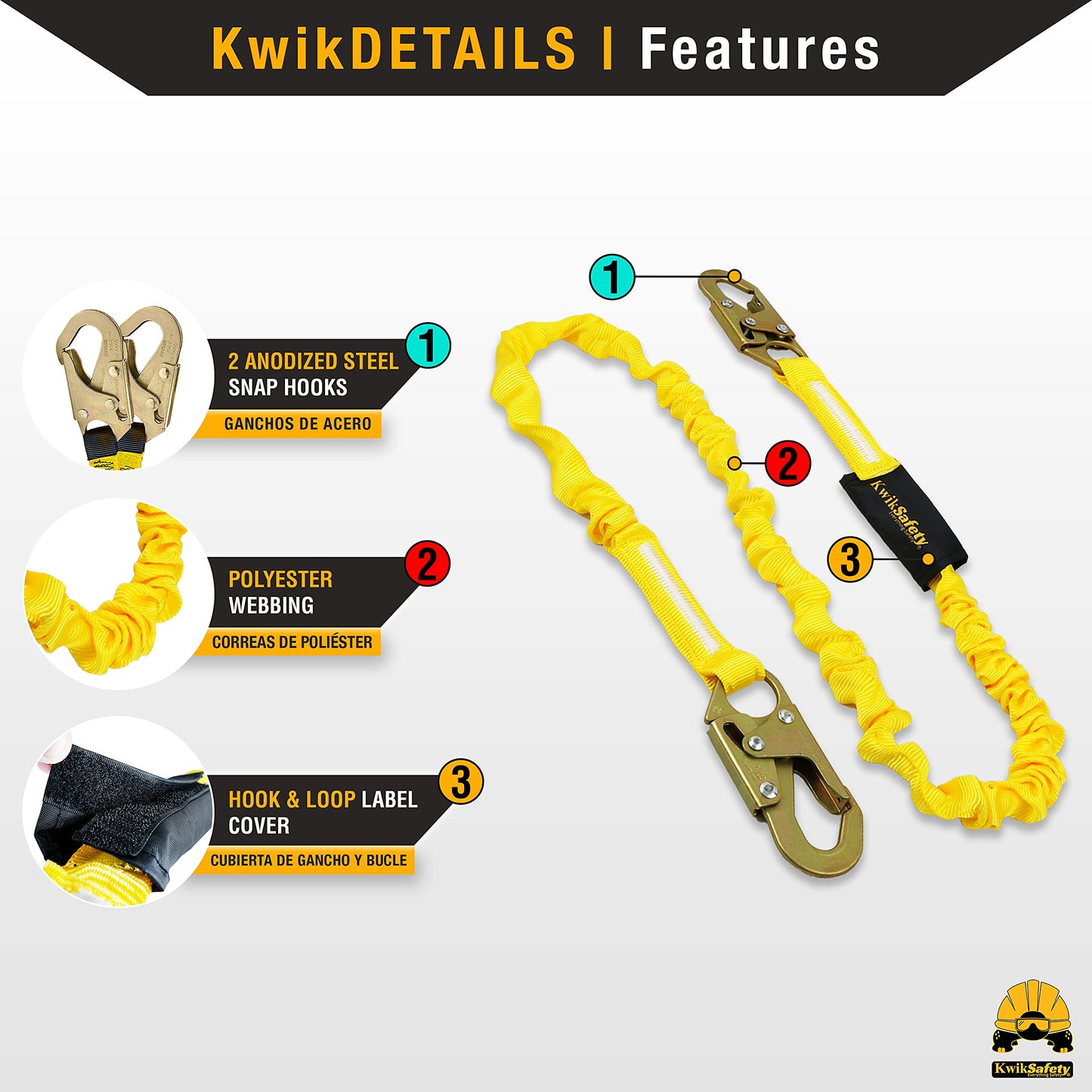 KwikSafety - Charlotte, NC - THUNDER [KIT] 3D Ring Full Body Safety Harness, 6' Lanyard, Tool Lanyard, 3' Cross Arm Strap Anchor ANSI OSHA PPE Fall Protection Arrest Restraint Construction Roofing