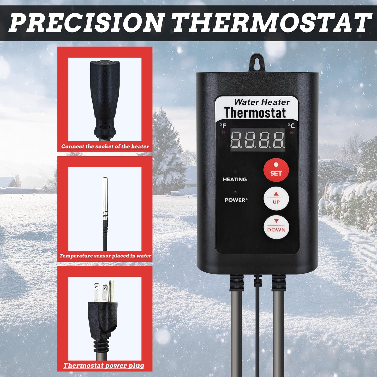 JHAOHEATE Portable Titanium Hot Tub & Pool Submersible Water Heater 1800W 120V Electric Immersion Water Heater with GFCI Leakage Protection & Temp Control for Bathtub, Inflatable Pool, Spa, Baptistry