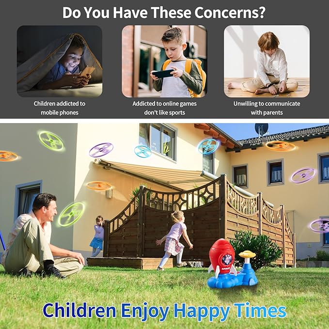 Outdoor Toys for Kids Ages 3-8: Flying Disc Rocket Launcher Toy Butterfly Chasing Games, Outside Activities Toy for Kids Ages 3 4 5 6 7 8, Yard Games Birthday Gift for Toddlers Boys Girls, Red