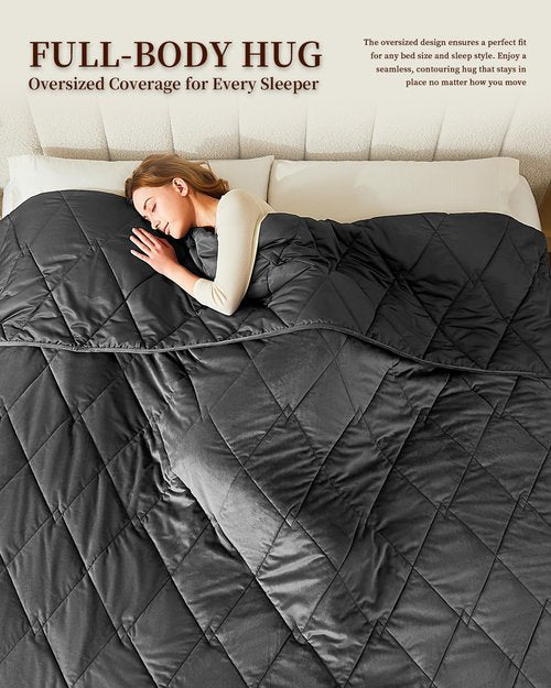 L'AGRATY King Size Weighted Blanket for Adults 30lbs, 88"x104" — Cooling Breathable Heavy Blanket with Glass Beads for Sleeping Perfect for Hot Sleepers & Couples Machine Washable All-Season Grey