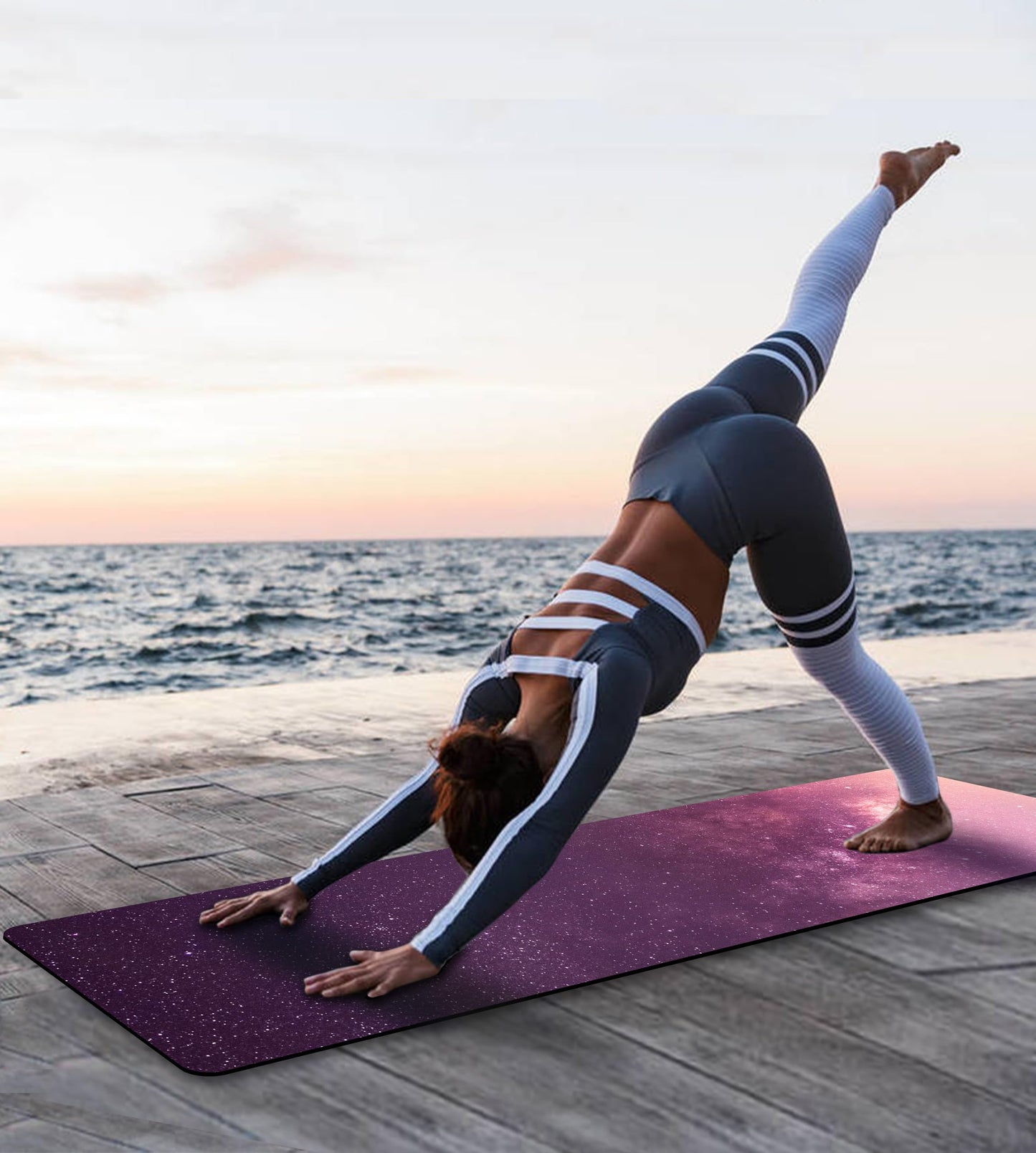 Knsbk Non Slip Yoga Mat TPE Workout Mat for Men Women, Thick Workout Mat with Carrying Strap, Fitness Mats for Exercise, Yoga, Fitness, Pilates, Floor Workouts (72" x 24" x 6mm)