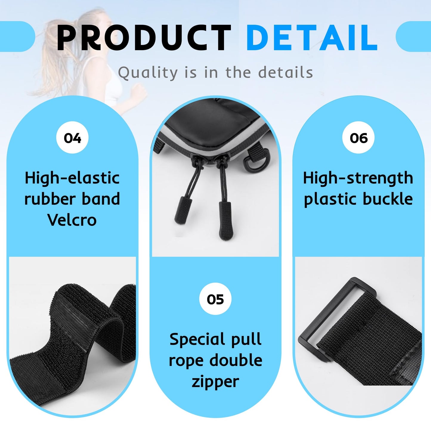 Running Armband, Adjustable Sports Band for Jogging, iPhone Workout Armband, Cell Pouch for Exercise Men Women (Leather Style in Black)