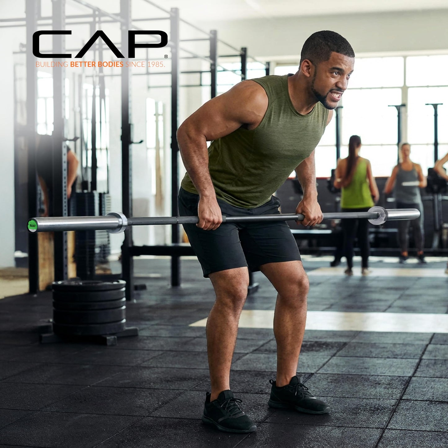 CAP Barbell THE BEAST Olympic Bar | For Weightlifting and Power Lifting, THE BEAST - Black/Chrome, No Center Knurl, 7' Olympic