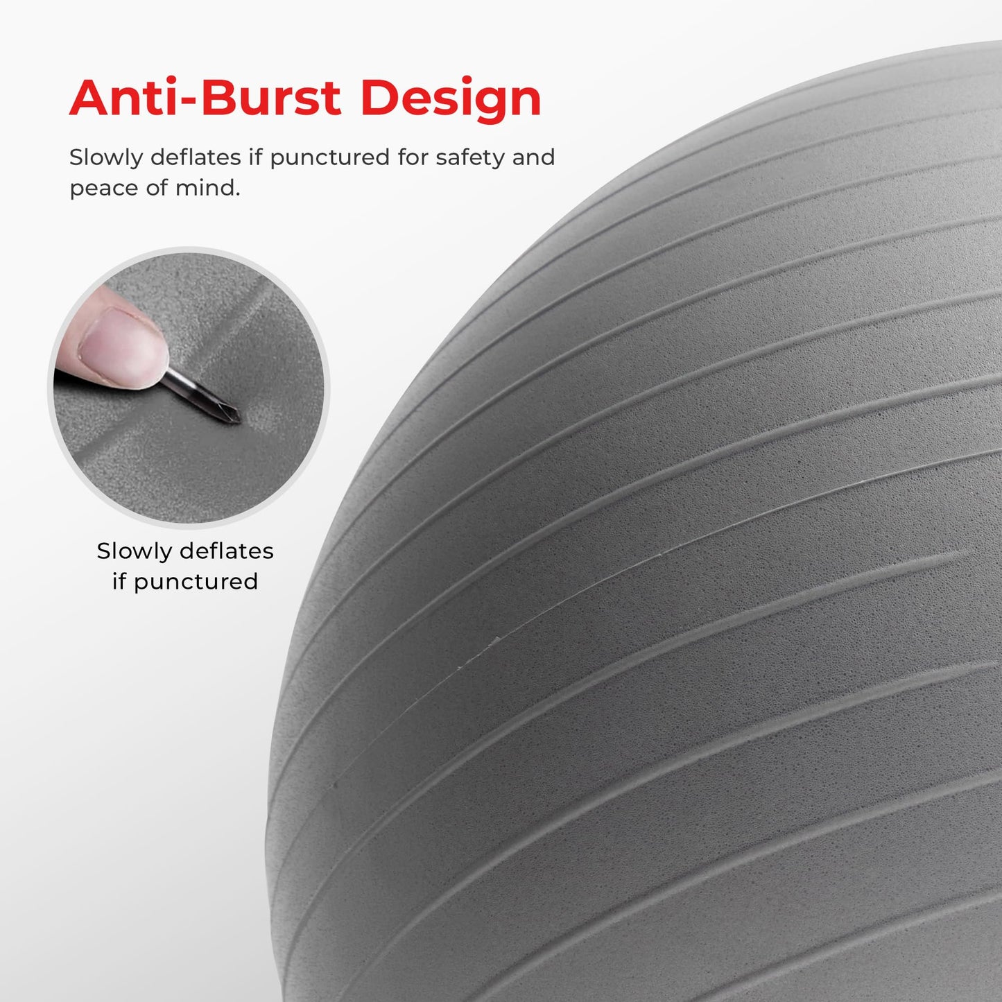 Sunny Health & Fitness Premium Yoga Ball Extra Small 45CM Anti-Burst Exercise Ball for Workouts, Pregnancy, Physical Therapy, Stability Ball Chair Fitness, Extra Thick Yoga Ball with Pump - SF-EB02-XS